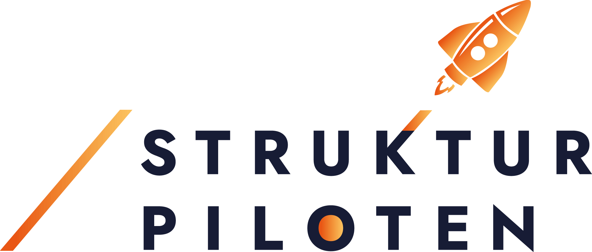 Strukturpiloten - Logo mit Schriftzug, aus dem K startet eine Rakete schräg in die Höhe